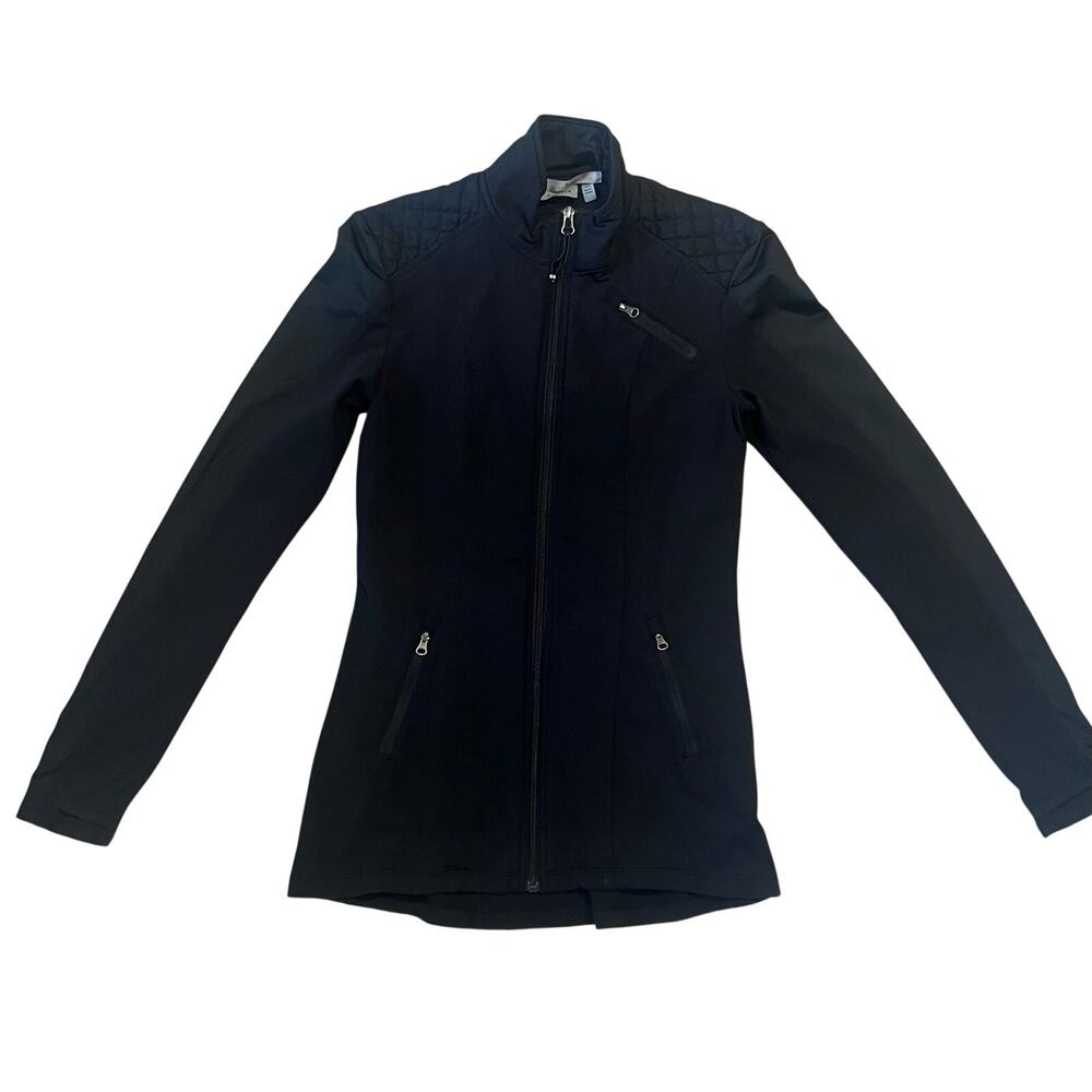 Black Athleta Athleisure Jacket With Zip Pockets and Quilting Detail Size XS